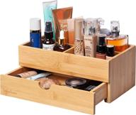 🎍 bamboo cosmetic storage organizer - makeup drawer organizer for skincare and cosmetics - display stand for accessories - compact lipstick, jewelry, and makeup storage box for bathroom, kitchen, bedroom logo