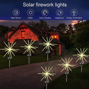 img 3 attached to 🌼✨ Enhance Your Outdoor Ambiance with 2-Pack Outdoor Solar Firework Lights: Powered Flowers Lights with LED Decorative Stars for Christmas Decorations & Garden Lighting