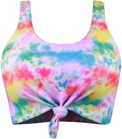 img 4 attached to 👙 Balasami Women's Retro Scoop Neck Tie Knot Graphic Print Padded Tank Crop Top: Stylish Full Coverage Bikini Swimsuit Top Only