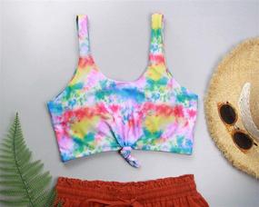 img 2 attached to 👙 Balasami Women's Retro Scoop Neck Tie Knot Graphic Print Padded Tank Crop Top: Stylish Full Coverage Bikini Swimsuit Top Only