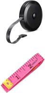 📏 2 pack soft tape measure: retractable body measuring for sewing, tailoring, knitting, crafting, weight loss - 60 inch soft pink & retractable black dual sided tape measure logo