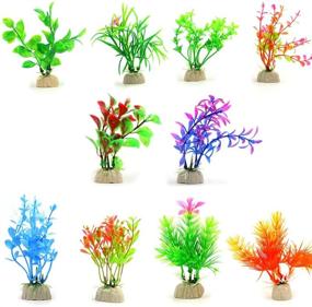 img 4 attached to 10-Pack COMSUN Small Artificial Aquarium Plants - 4 to 4.5 inch Height Fish Tank Decorations for Home Décor - Plastic