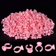 💖 300pcs pink mekk disposable glue rings for eyelash extensions, nail art, and tattooing - plastic ring cups for pigments, glue holders, and makeup applications logo