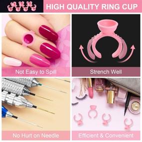 img 3 attached to 💖 300PCS Pink MEKK Disposable Glue Rings for Eyelash Extensions, Nail Art, and Tattooing - Plastic Ring Cups for Pigments, Glue Holders, and Makeup Applications