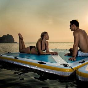 img 1 attached to 🏊 Blue Water Toys Inflatable Swim Deck - Four Person Non-Slip Swimming Water Platform and Floating Dock