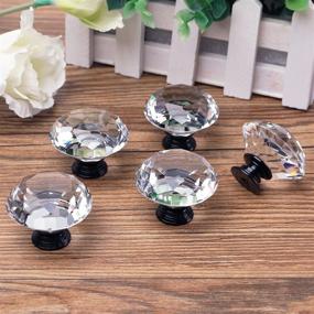 img 1 attached to YDO Drawer Knobs, Black Alloy Base Crystal Knobs, Diamond Shape Glass Dresser Knobs, 1.57 inch Large Dresser Handles, Bling Knobs for Dresser Drawers, Kitchen Cabinet Knobs and Pulls, Set of 10, Clear