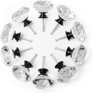 ydo drawer knobs, black alloy base crystal knobs, diamond shape glass dresser knobs, 1.57 inch large dresser handles, bling knobs for dresser drawers, kitchen cabinet knobs and pulls, set of 10, clear logo