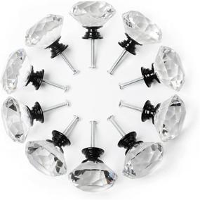 img 4 attached to YDO Drawer Knobs, Black Alloy Base Crystal Knobs, Diamond Shape Glass Dresser Knobs, 1.57 inch Large Dresser Handles, Bling Knobs for Dresser Drawers, Kitchen Cabinet Knobs and Pulls, Set of 10, Clear
