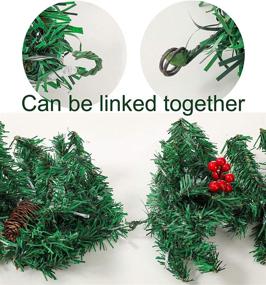 img 2 attached to 🎄 Pre-lit Christmas Garland Decor - 9 Ft Festive Holiday Decoration, Outdoor/Indoor Use, Green Pine Branches with Red Berries and Pine Cones, Waterproof 50 Warm Lights with Timer