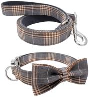 soft comfortable adjustable pet collar with bowtie - heavy duty dog collar and leash set for small medium large dogs cats - puppy grooming accessories and doggy supplies logo