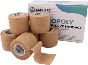 img 4 attached to 🩹 Flexible Breathable Self Adherent Cohesive Bandages Wrap - 6 Count 2" x 5 Yards - Medical Tape for Ankle Sprains, Swelling & Sports Injuries