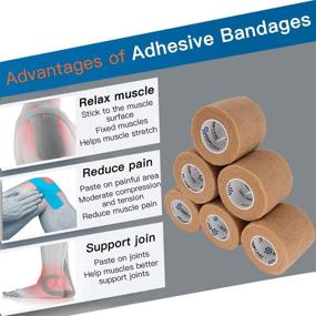 img 3 attached to 🩹 Flexible Breathable Self Adherent Cohesive Bandages Wrap - 6 Count 2" x 5 Yards - Medical Tape for Ankle Sprains, Swelling & Sports Injuries