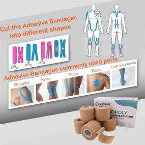 img 2 attached to 🩹 Flexible Breathable Self Adherent Cohesive Bandages Wrap - 6 Count 2" x 5 Yards - Medical Tape for Ankle Sprains, Swelling & Sports Injuries