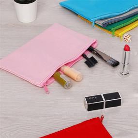 img 2 attached to Sinzip 12 Piece Cotton Canvas Makeup Bag, Multipurpose Cosmetic Bag with Zipper for Travel Toiletries, Blank DIY Craft Bag and Pencil Case (Multicolored A, Large)