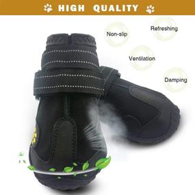 img 2 attached to PK.ZTopia Waterproof Dog Boots with Reflective Fastening Straps, Rugged Anti-Slip Sole for Medium to Large Dogs (Black 4PCS)