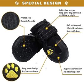 img 3 attached to PK.ZTopia Waterproof Dog Boots with Reflective Fastening Straps, Rugged Anti-Slip Sole for Medium to Large Dogs (Black 4PCS)
