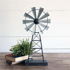 img 4 attached to 🏡 Quaint Foreside Home & Garden Small Distressed Windmill Table Decor: A Rustic Delight