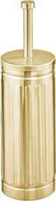 img 4 attached to mDesign Retro Farmhouse Style Metal Toilet Brush and Holder Set for Bathroom Storage - Compact, Decorative Steel Handle and Lid - Sturdy, Deep Cleaning - Soft Brass Finish