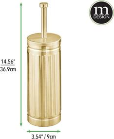 img 1 attached to mDesign Retro Farmhouse Style Metal Toilet Brush and Holder Set for Bathroom Storage - Compact, Decorative Steel Handle and Lid - Sturdy, Deep Cleaning - Soft Brass Finish