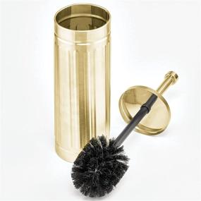 img 2 attached to mDesign Retro Farmhouse Style Metal Toilet Brush and Holder Set for Bathroom Storage - Compact, Decorative Steel Handle and Lid - Sturdy, Deep Cleaning - Soft Brass Finish