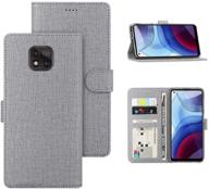 gray moto g power 2021 case - foluu flip/folio cover | wallet magnetic closure | card slots & cash holder | stand kickstand | clear tpu bumper shockproof protective case for motorola moto g power 2021 logo