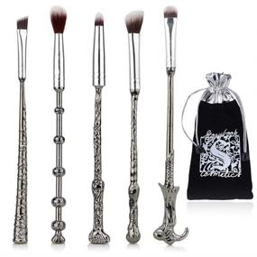 img 4 attached to 🧙 JASSINS 5 Pcs Potter Makeup Brush Set: Wizard Magic Wand Brushes for Professional Makeup, with Gift Bag