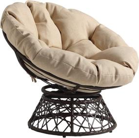 img 4 attached to 🪑 OSP Home Furnishings Wicker Papasan Chair Brown Frame Cream Cushion 360 Swivel