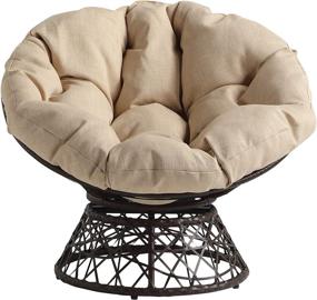 img 1 attached to 🪑 OSP Home Furnishings Wicker Papasan Chair Brown Frame Cream Cushion 360 Swivel