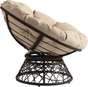 img 3 attached to 🪑 OSP Home Furnishings Wicker Papasan Chair Brown Frame Cream Cushion 360 Swivel