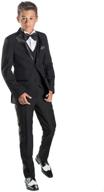 👔 paisley of london, james black tuxedo suit set, boys x-large slim fit formal occasion wear - size 18 logo