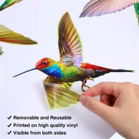 img 2 attached to 🐦 Pack of 6 Large Anti-Collision Hummingbird Window Clings, Non-Adhesive Vinyl Decals to Prevent Bird Strikes on Glass, Window Clings with Vibrant Hummingbird Stickers