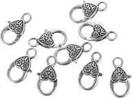 💍 20 pcs antique silver heart claw lobster clasps - 25x12mm - ideal for jewelry making, necklace and bracelet accessories diy logo