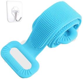 img 4 attached to 🚿 30-Inch Silicone Back Scrubber for Shower: Exfoliating and Lengthening Bath Body Brush in Blue - Double Sided, Easy to Clean, Lathers Well, Comes with a Hook