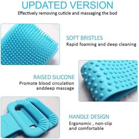 img 2 attached to 🚿 30-Inch Silicone Back Scrubber for Shower: Exfoliating and Lengthening Bath Body Brush in Blue - Double Sided, Easy to Clean, Lathers Well, Comes with a Hook