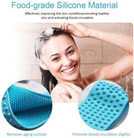 img 1 attached to 🚿 30-Inch Silicone Back Scrubber for Shower: Exfoliating and Lengthening Bath Body Brush in Blue - Double Sided, Easy to Clean, Lathers Well, Comes with a Hook