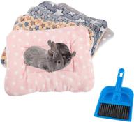 thick plush guinea pig hamster mat set - 5pcs soft pet sleeping bedding pads with bonus cage cleaning dustpan brush for rabbit chinchilla squirrel hedgehog small animals (random color) logo