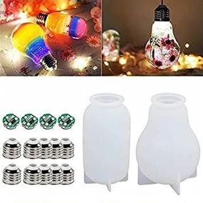 img 2 attached to 🔦 Uoeo 2 Pcs LED Bulb Silicone Resin Molds Set - Crafting with Resin Casting Crafts, Epoxy Resin Light Molds Kit with 2 Silicone Lamp Molds, 4 Chips, and 10 Caps