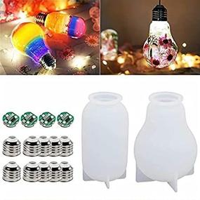 img 1 attached to 🔦 Uoeo 2 Pcs LED Bulb Silicone Resin Molds Set - Crafting with Resin Casting Crafts, Epoxy Resin Light Molds Kit with 2 Silicone Lamp Molds, 4 Chips, and 10 Caps