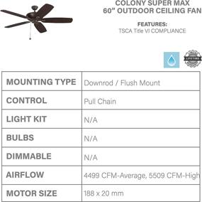 img 2 attached to 💨 Monte Carlo 5CSM60RB Colony Super Max Dual Mount 60'' Outdoor Ceiling Fan: Ultimate Comfort and Stylish Design in Roman Bronze