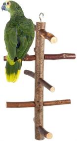 img 3 attached to HEEPDD Bird Perch: Rotating Natural Wood Bark Ladder 🐦 Toy for Parrots - Budgies, Parakeets, Cockatiels, Cockatoos, Conures, and Lovebirds