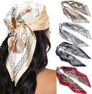 🧣 set of 4 silk-like hair scarves for women - 23.6 inches square satin head scarves & bandanas logo