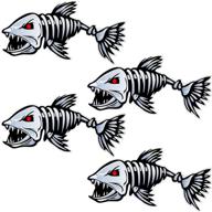 🐟 set of 2 fish skeleton decals - waterproof vinyl fish car decals for truck, kayak, and boat - reflective decals accessories, 9.8 x 5.1 inch logo