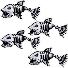 img 4 attached to 🐟 Set of 2 Fish Skeleton Decals - Waterproof Vinyl Fish Car Decals for Truck, Kayak, and Boat - Reflective Decals Accessories, 9.8 x 5.1 Inch