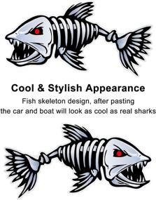 img 1 attached to 🐟 Set of 2 Fish Skeleton Decals - Waterproof Vinyl Fish Car Decals for Truck, Kayak, and Boat - Reflective Decals Accessories, 9.8 x 5.1 Inch