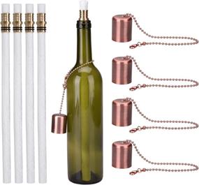 img 4 attached to 🍷 4-Pack LinkBro Wine Bottle Torch Kit: Includes 4 Durable Torch Wicks, Red Antique Copper Lamp Cover, and Brass Wick Mount - Create an Outdoor Wine Bottle Light by Adding a Bottle