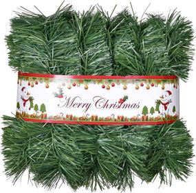 img 3 attached to 🎄 16.4-Foot Christmas Garland Decorations with 50 LED Lights - Green Holiday Decor for Outdoor and Indoor Home Garden, Artificial Greenery, and Holiday Party Decorations