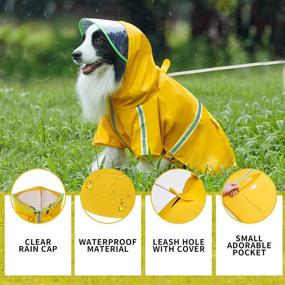 img 3 attached to 🌧️ Stay Dry in Style: Waterproof Hooded Dog Raincoat with Reflective Strip & Leash Hole for Large Dogs