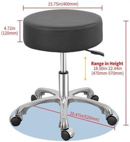 img 3 attached to 🪑 Black Leather Swivel Rolling Stool Chair with Thick Padding - Adjustable Hydraulic Stool on Wheels for Medical Spa, Massage Salon, Home, Office, Clinic, and Studio