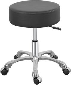 img 4 attached to 🪑 Black Leather Swivel Rolling Stool Chair with Thick Padding - Adjustable Hydraulic Stool on Wheels for Medical Spa, Massage Salon, Home, Office, Clinic, and Studio