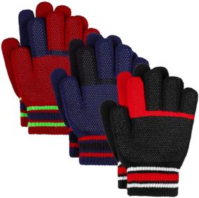 img 4 attached to Cooraby Winter Gloves Stretchy Knitted Boys' Accessories